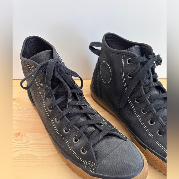 Converse All Star Navy Leather High-Top Athletic Shoes - Picture 4 of 8